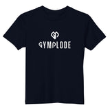 Stylish unisex kids French navy Gymplode t-shirt with dual mark imprint