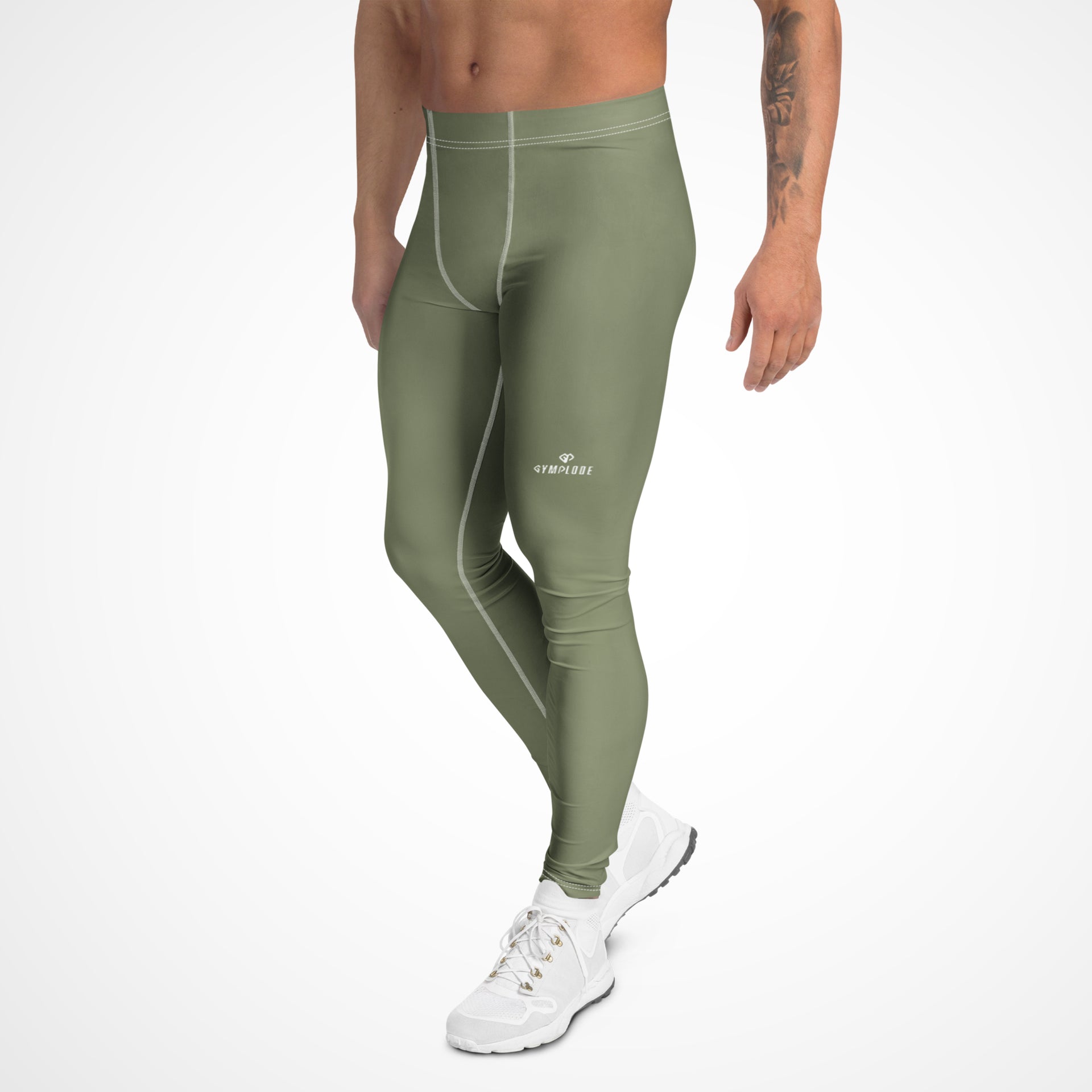 Activewear coming soon green Gymplode leggings with white male model