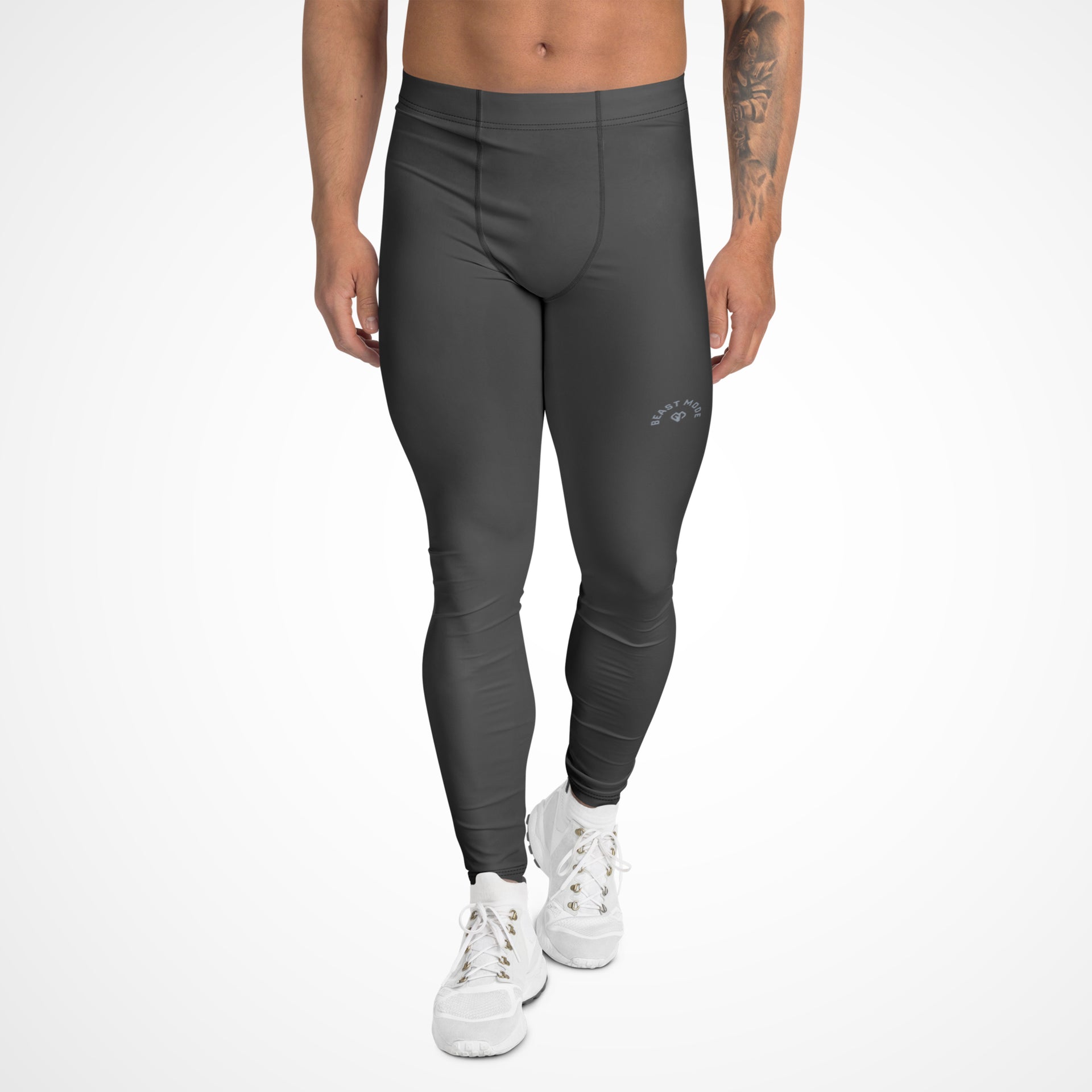 Activewear coming soon grey Gymplode leggings with white male model