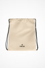Blush coral lightweight drawstring bag with Gymplode dual mark imprint, front view