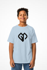 Boys everyday chillout Gymplode t-shirt with large icon logo, front view with model