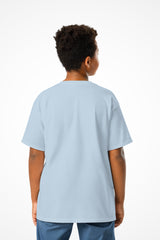 Boys everyday chillout Gymplode t-shirt with no print, back view with model