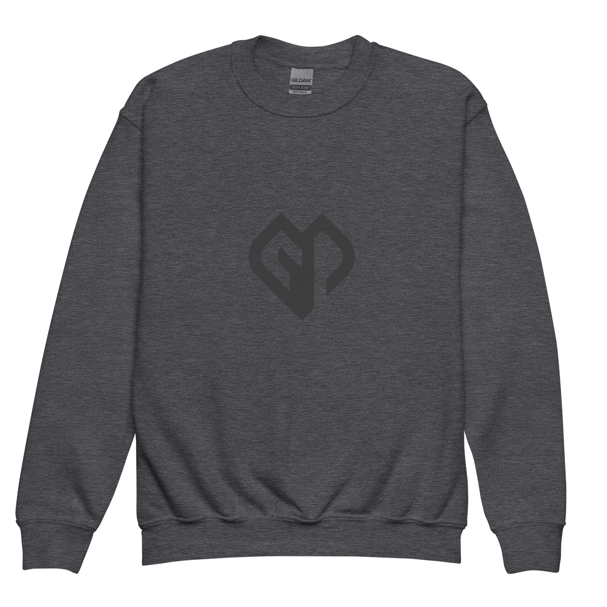 Clean Look kids unisex dark heather Gymplode crewneck sweatshirt with icon logo
