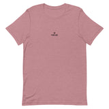 Comfy unisex casual heather orchid Gymplode t-shirt with dual mark imprint, front view