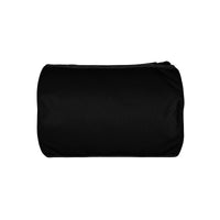 Deep black rounded end Gymplode duffle bag with no print, bottom view