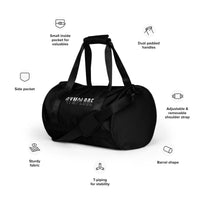 Deep black rounded end Gymplode duffle bag key features