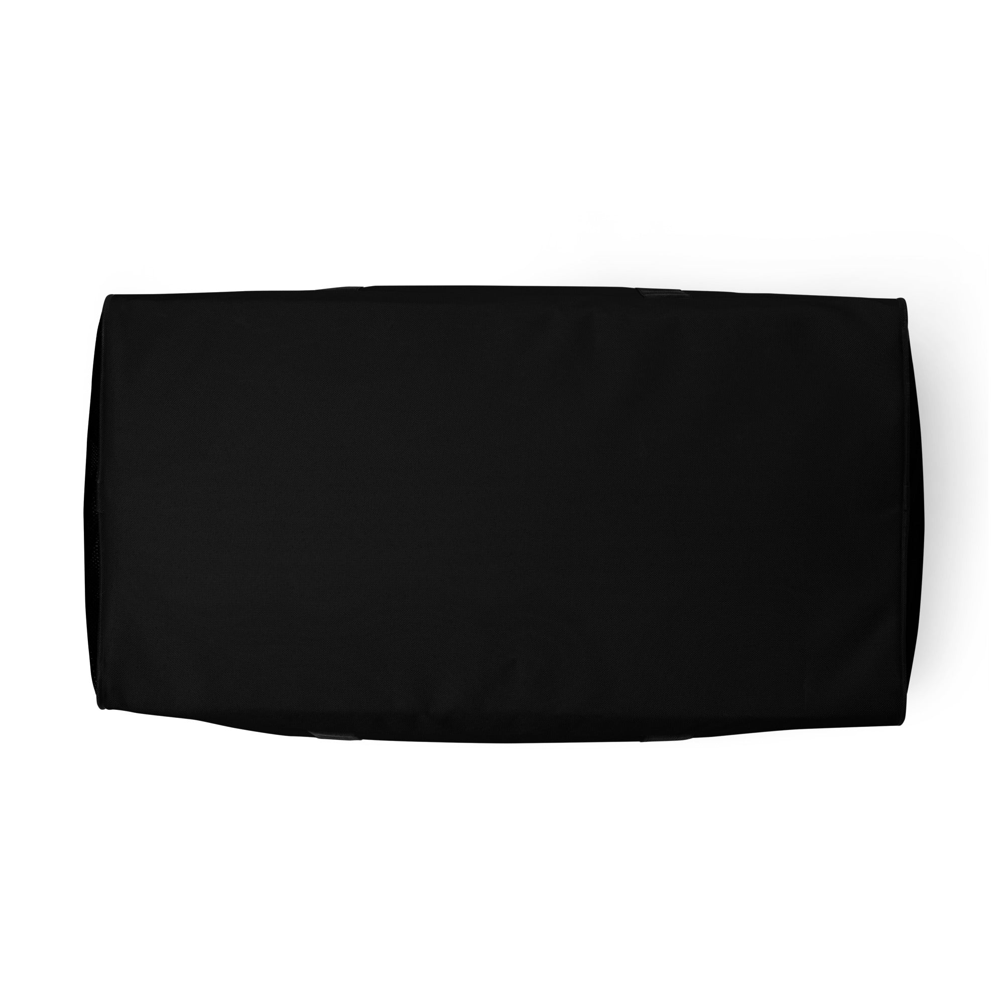 Deep black square end Gymplode duffle bag with no print, bottom view
