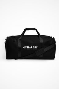 Deep black square end Gymplode duffle bag with signature logo, front view