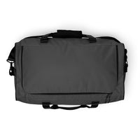 Dusky grey square end Gymplode duffle bag with no print, top view