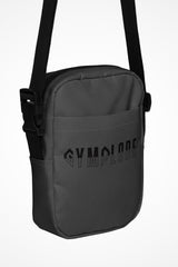 Eclipse grey Gymplode slingback utility bag with signature logo, front view
