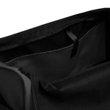 Eclipse grey square end Gymplode duffle bag with no print, inside pocket view