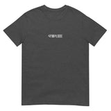 Everyday unisex dark heather grey Gymplode t-shirt with signature logo print, front view