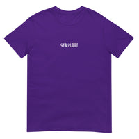Everyday unisex purple Gymplode t-shirt with signature logo print, front view