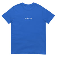 Everyday unisex royal Gymplode t-shirt with signature logo print, front view