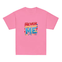 Fearless kids unisex azalea Gymplode t-shirt with Never Underestimate Me imprint, front view