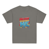 Fearless kids unisex charcoal Gymplode t-shirt with Never Underestimate Me imprint, front view