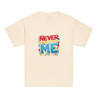 Fearless kids unisex natural Gymplode t-shirt with Never Underestimate Me imprint, front view