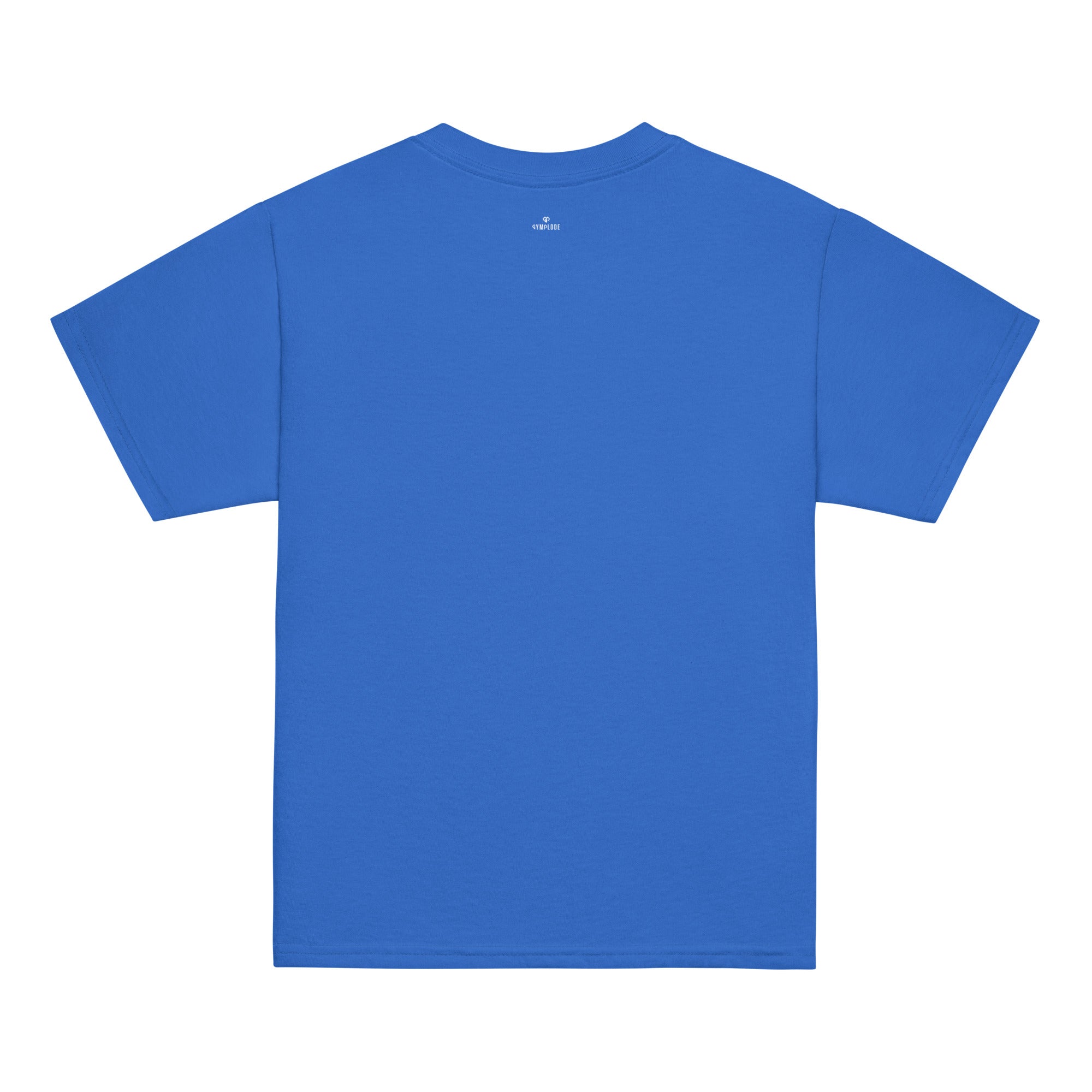 Fearless kids unisex royal Gymplode t-shirt with dual mark imprint, back view