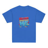 Fearless kids unisex royal Gymplode t-shirt with Never Underestimate Me imprint, front view