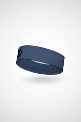 Galaxy blue Gymplode headband with icon logo, angled view