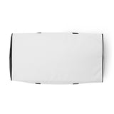 Ghost white square end Gymplode duffle bag with no print, bottom view