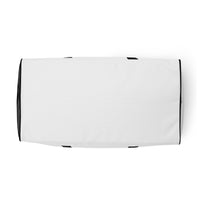 Ghost white square end Gymplode duffle bag with no print, bottom view