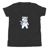 Girls Kitty Kat relaxed fit dark grey heather Gymplode t-shirt with icon logo