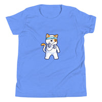Girls Kitty Kat relaxed fit heather Columbia blue Gymplode t-shirt with icon logo