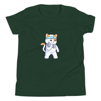 Girls Kitty Kat relaxed fit heather forest green Gymplode t-shirt with icon logo