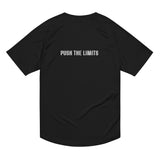 Black Gymplode Push The Limits unisex sports t-shirt with, back view