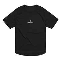 Black Push The Limits unisex sports t-shirt with Gymplode dual mark, front view