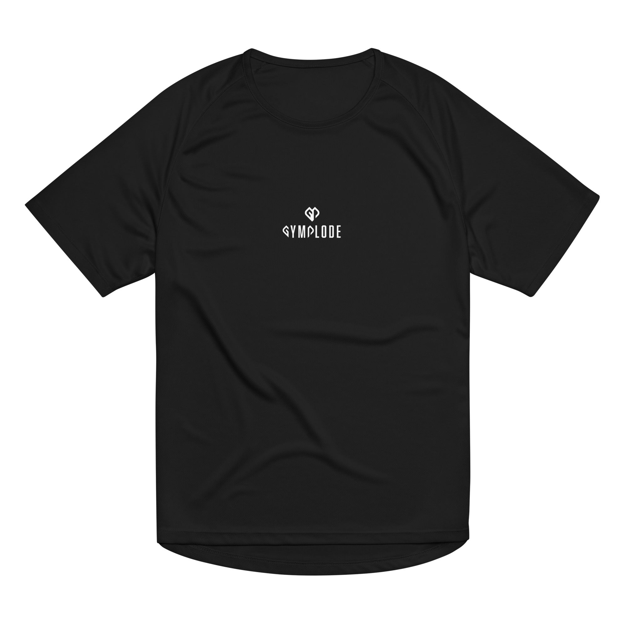 Black Push The Limits unisex sports t-shirt with Gymplode dual mark, front view