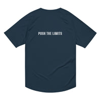 French navy Gymplode Push The Limits unisex sports t-shirt, back view
