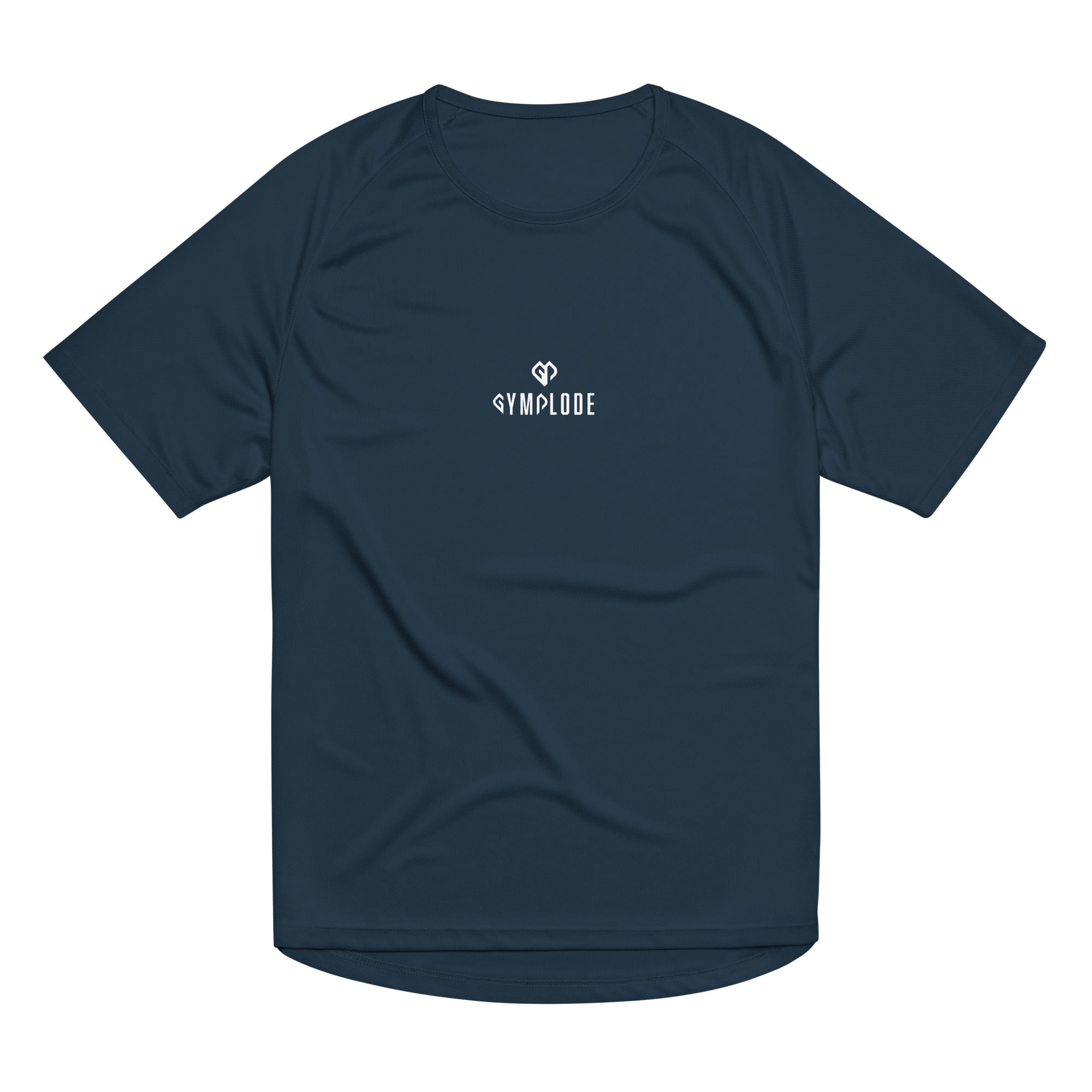 French navy Push The Limits unisex sports t-shirt with Gymplode dual mark, front view