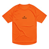 Neon orange Push The Limits unisex sports t-shirt with Gymplode dual mark, front view