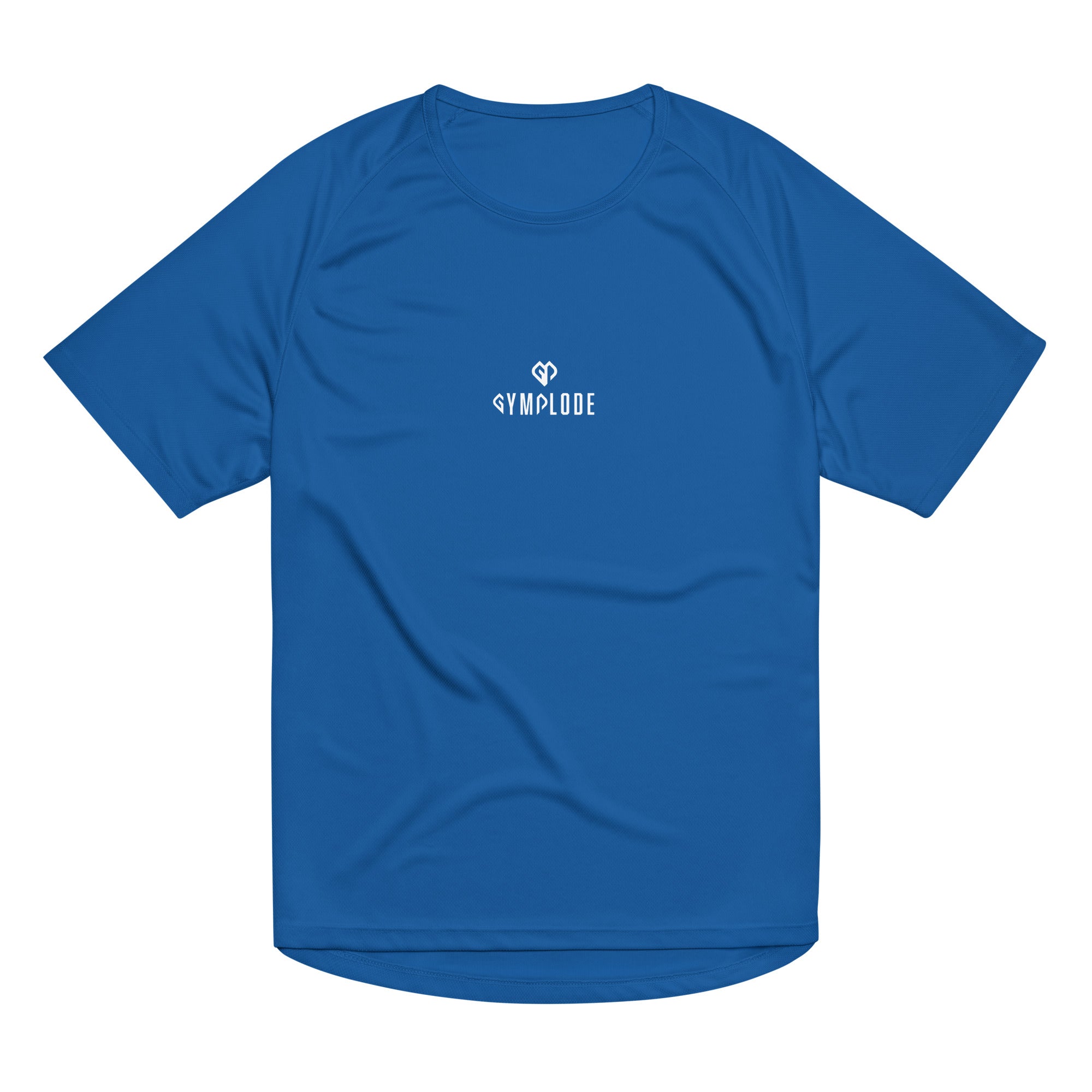 Royal blue Push The Limits unisex sports t-shirt with Gymplode dual mark, front view