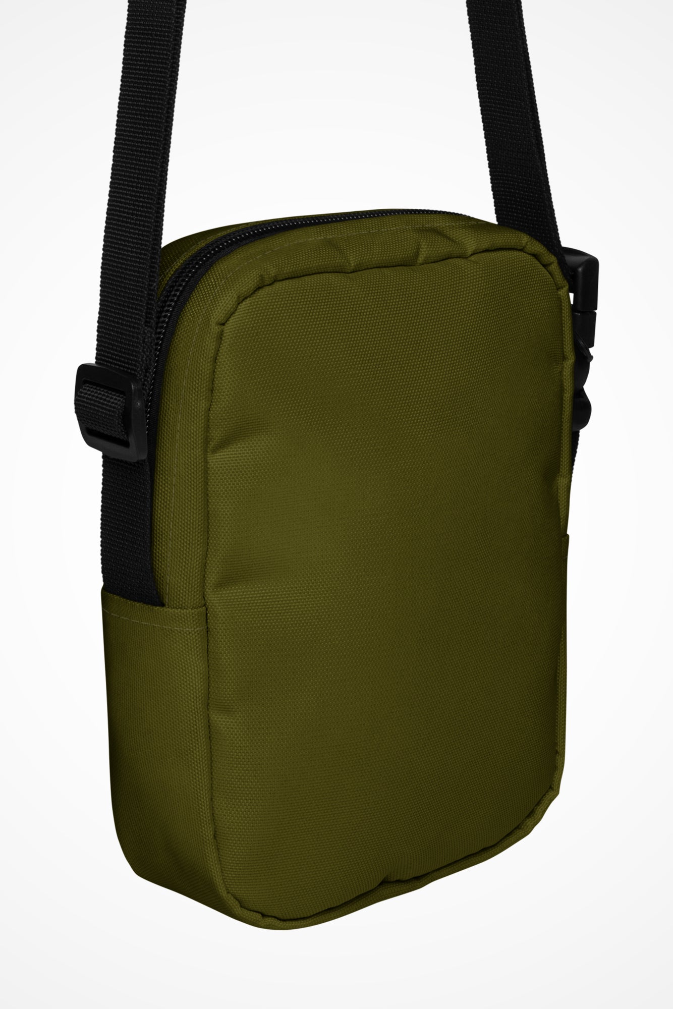 Hunter green Gymplode slingback utility bag with no print, back view
