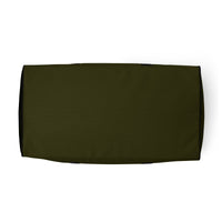 Hunter green square end Gymplode duffle bag with no print, bottom view