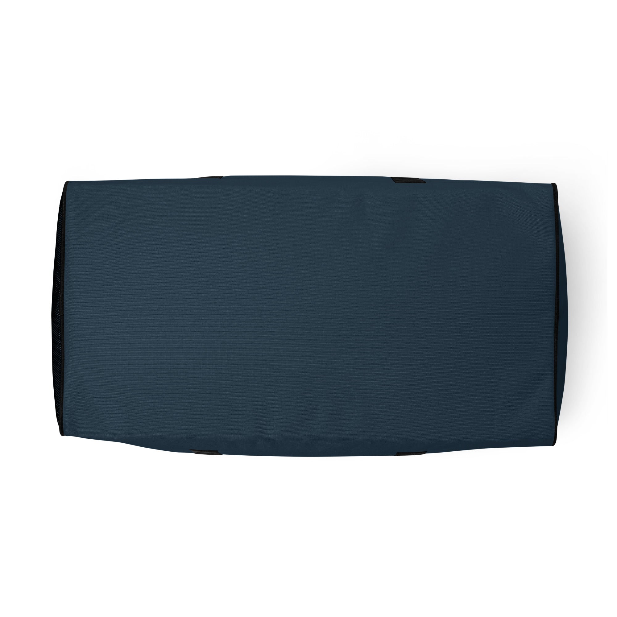 Indigo blue square end Gymplode duffle bag with no print, bottom view