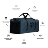 Indigo blue square end Gymplode duffle bag key features