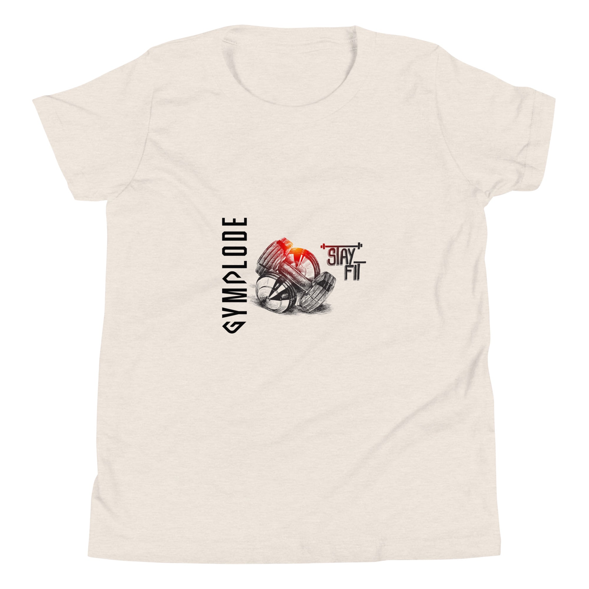 Junior boys stay fit heather dust Gymplode t-shirt with signature logo