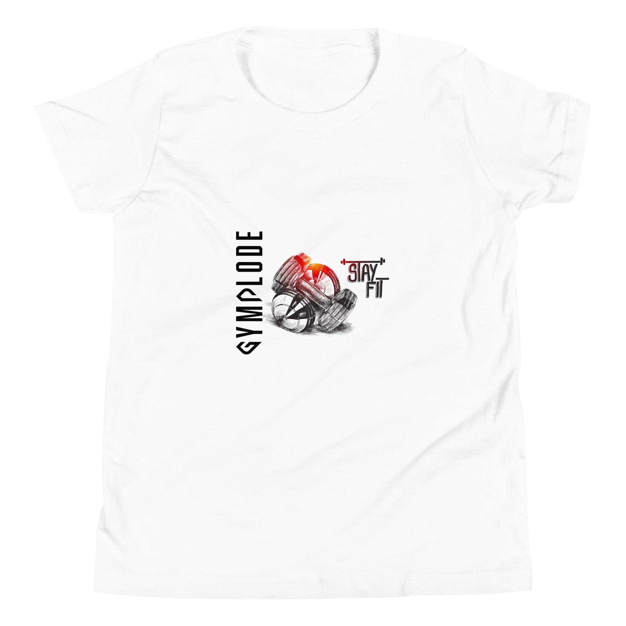 Junior boys stay fit white Gymplode t-shirt with signature logo