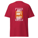 Just Don't Quit relaxed fit unisex cardinal Gymplode t-shirt with iconic imprint, front view