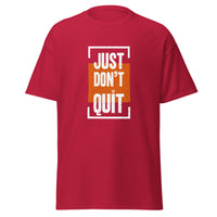 Just Don't Quit relaxed fit unisex cardinal Gymplode t-shirt with iconic imprint, front view