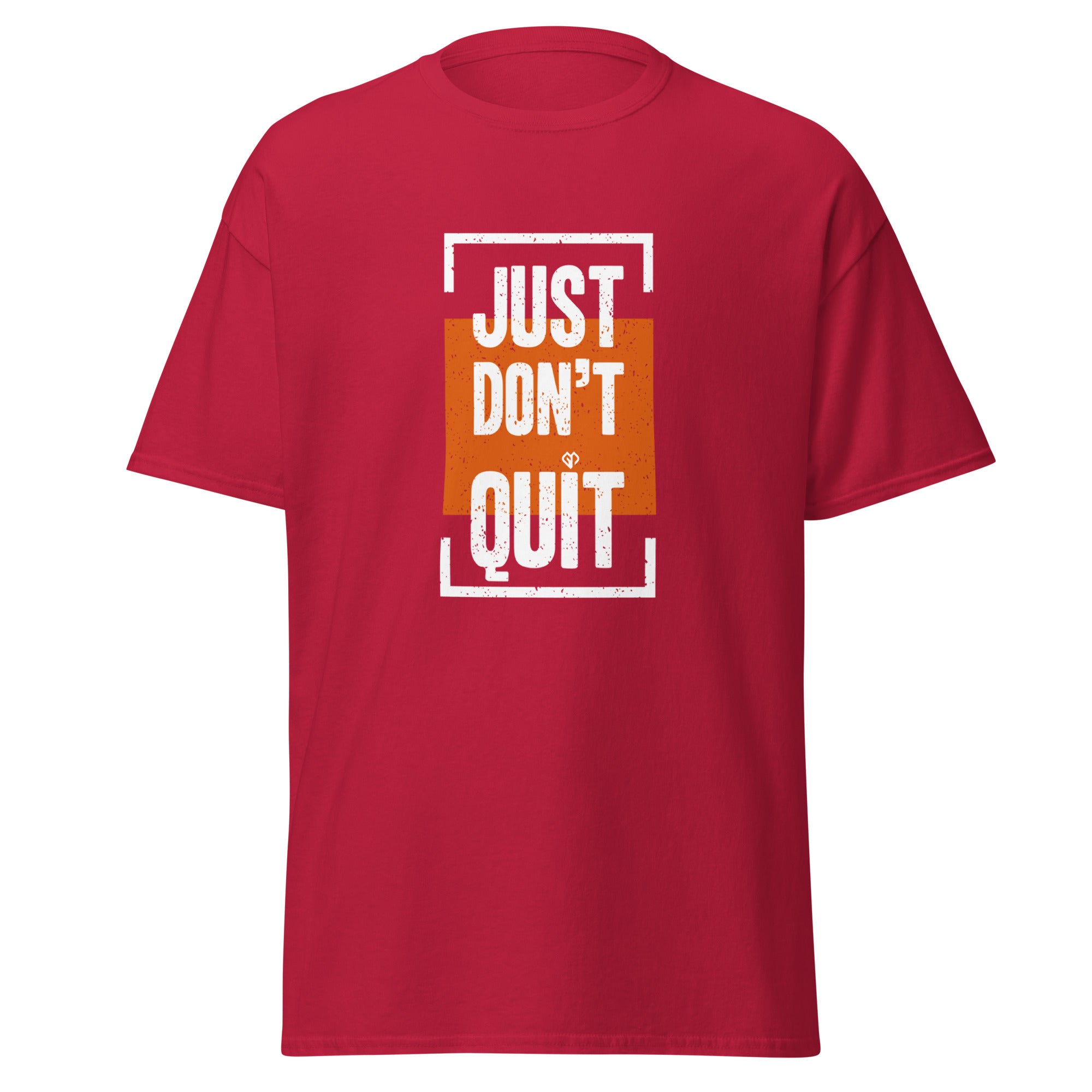 Just Don't Quit relaxed fit unisex cardinal Gymplode t-shirt with iconic imprint, front view