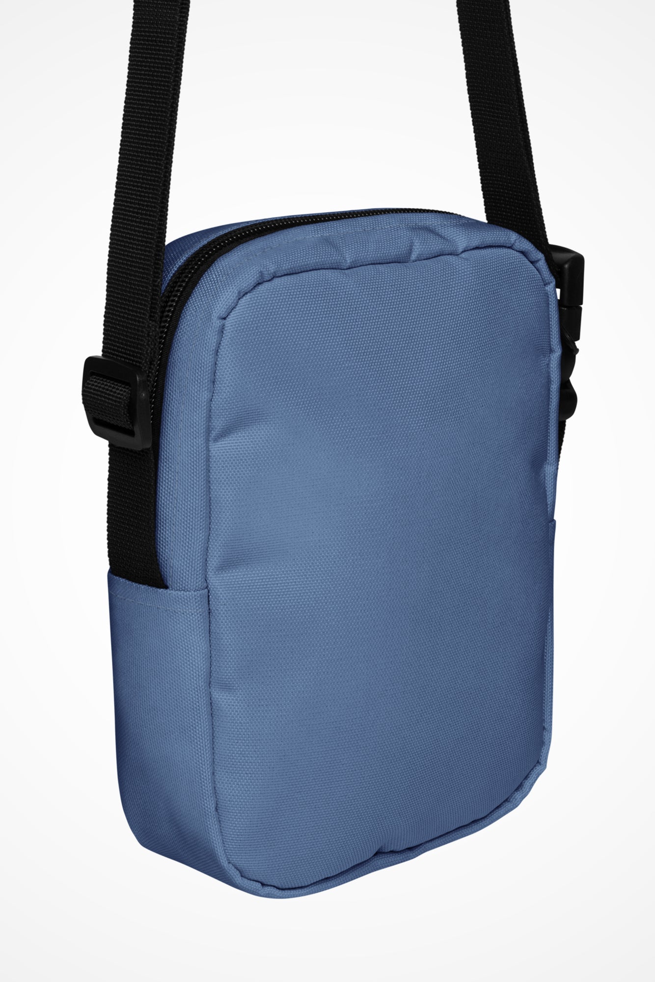 Kashmir blue Gymplode slingback utility bag with no print, back view