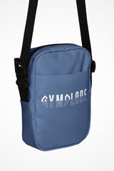Kashmir blue Gymplode slingback utility bag with signature logo, front view