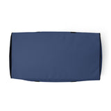 Kashmir blue square end Gymplode duffle bag with no print, bottom view