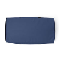 Kashmir blue square end Gymplode duffle bag with no print, bottom view