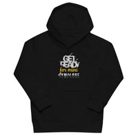 Kids comfy fit unisex black Gymplode hoodie with signature logo, front view